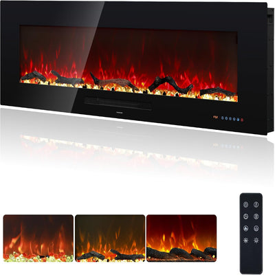 Oxhark Flame 60" Recessed Electric Fireplace Insert – 13 Flame Colors, Dual Heat, Remote