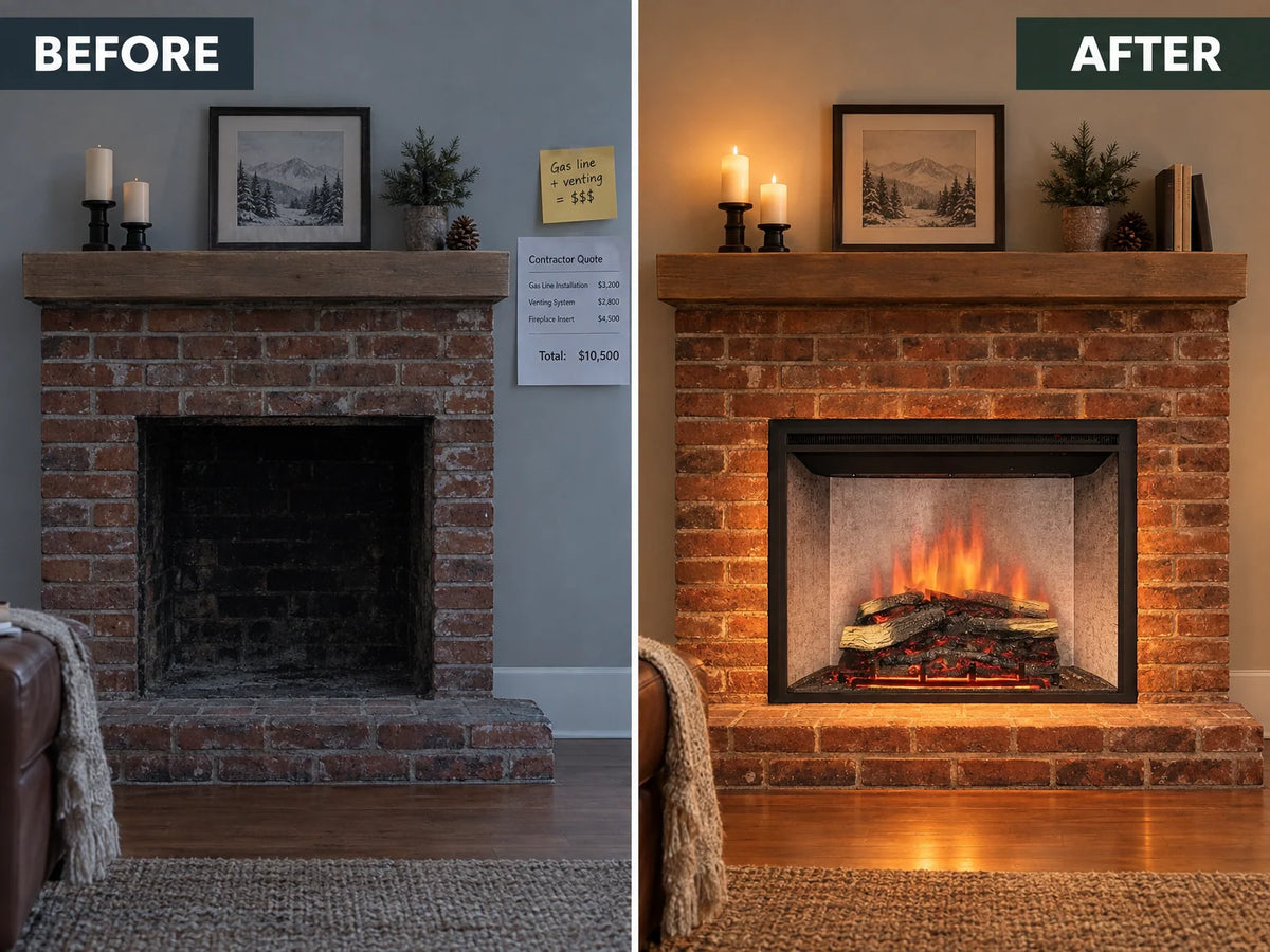 Presto Electric Fireplace Insert for Existing Fireplace or New Build — Before & After