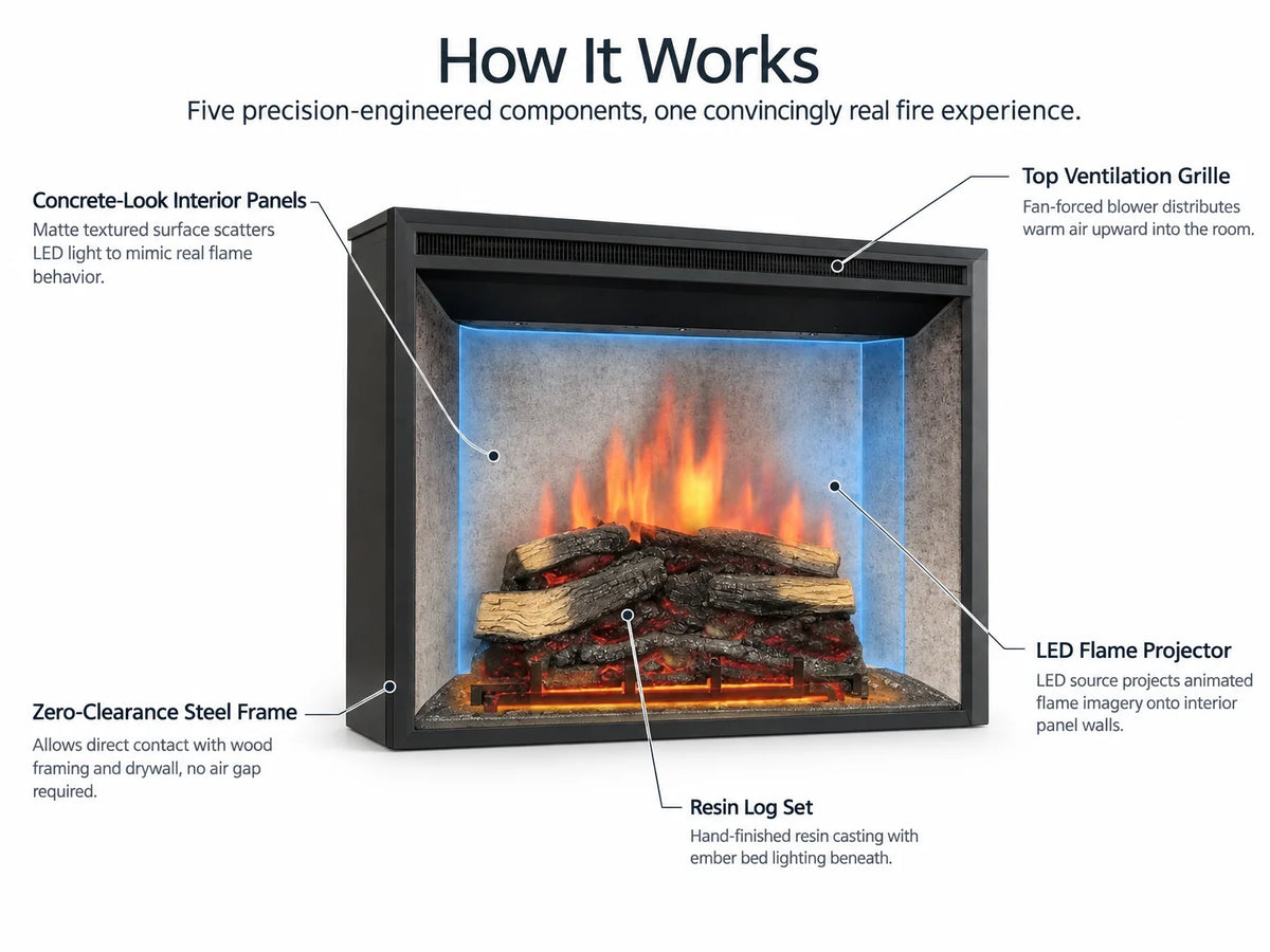 Presto Electric Fireplace Insert for Existing Fireplace or New Build — How It Works