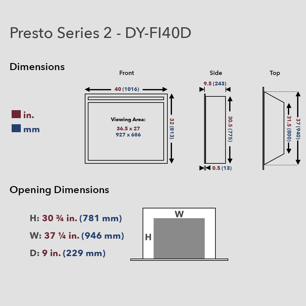 Presto Electric Fireplace Insert for Existing Fireplace or New Build