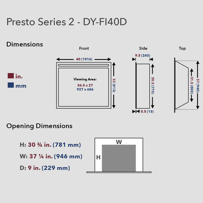 Presto Electric Fireplace Insert for Existing Fireplace or New Build