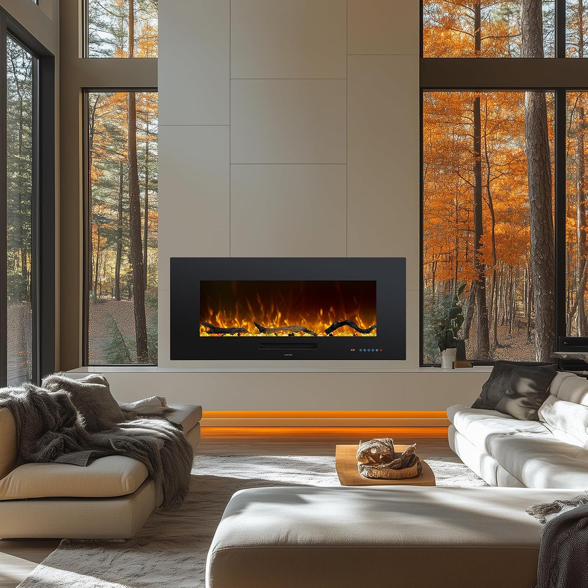 Oxharkflame 42In Recessed Wallmounted Electric Fireplace Insert 1500W Black