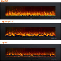 Oxharkflame 60In Recessed Wallmounted Electric Fireplace Insert Black