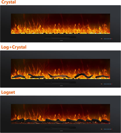 Oxharkflame 42In Recessed Wallmounted Electric Fireplace Insert 1500W Black