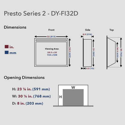 Presto Electric Fireplace Insert for Existing Fireplace or New Build