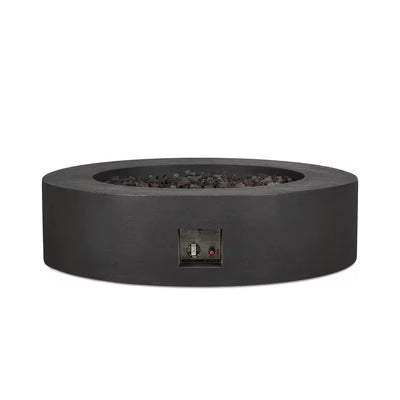 Jensen Co Brookhurst 43" Round GFRC Propane Fire Pit – Carbon Finish, Lava Rocks