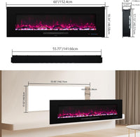 Oxharkflame 60In Recessed Wallmounted Electric Fireplace Insert Black