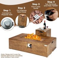 2 Pieces Outdoor Propane Fire Pit Table Set, Patiojoy 48 Inch Rustic 50,000 BTU Rectangular Gas Fire Pit Table with 20 Lbs Tank Side Table, Lava Rocks, Cover for Patio, Garden, Yard