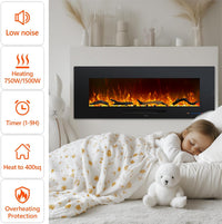 Oxharkflame 60In Recessed Wallmounted Electric Fireplace Insert Black