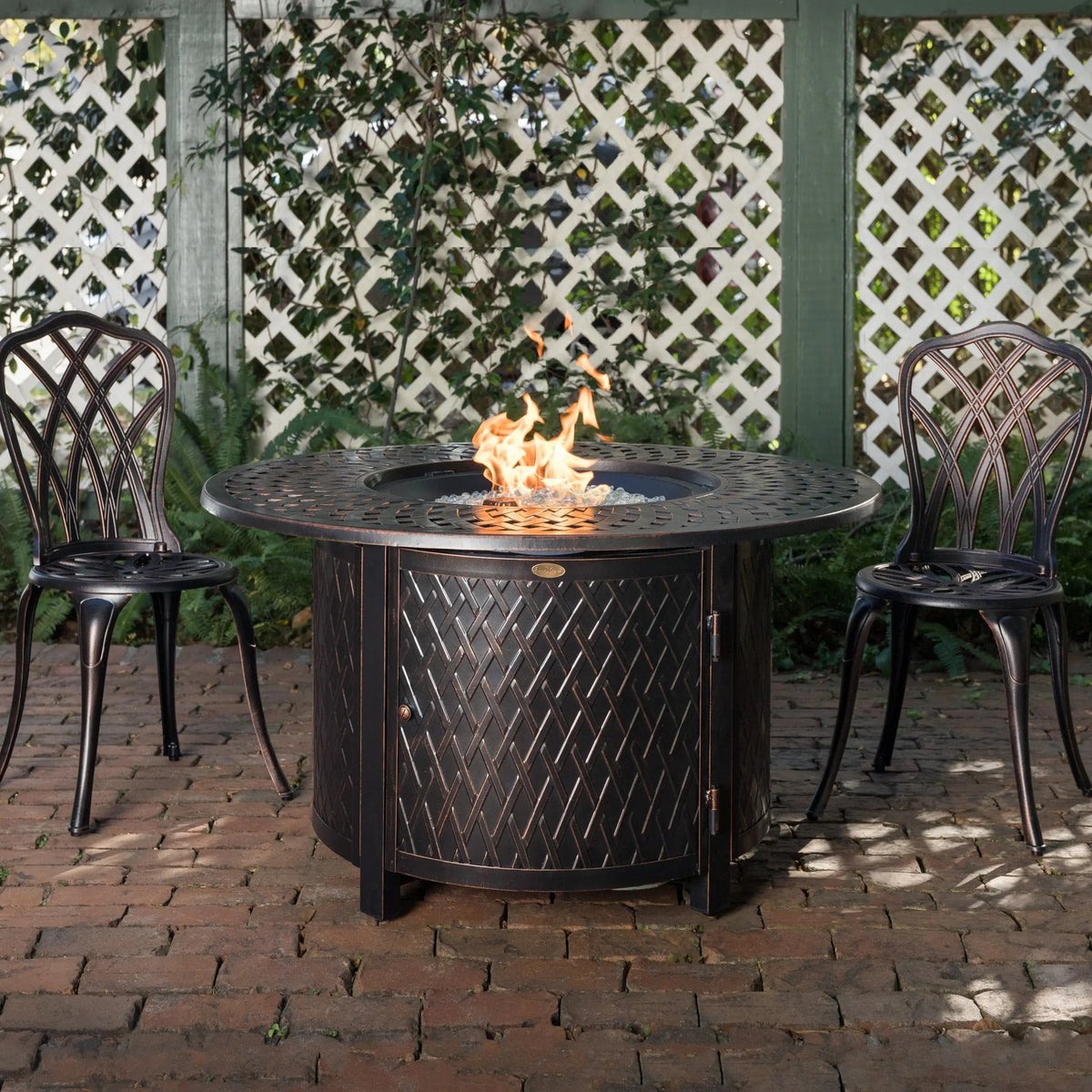 Verona 44" Round Propane Fire Pit Table – Antique Bronze