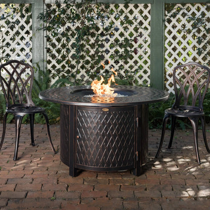 Verona 44" Round Propane Fire Pit Table – Antique Bronze