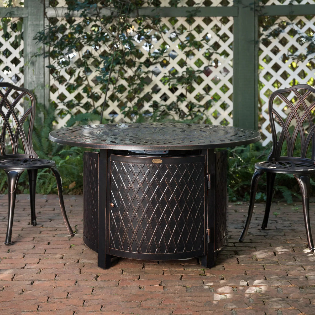 Verona 44" Round Propane Fire Pit Table – Antique Bronze