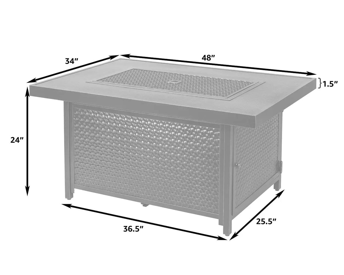 Weyland 48" Rectangle Propane Fire Pit Table – Antique Bronze