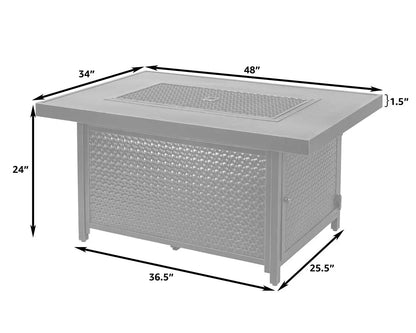 Weyland 48" Rectangle Propane Fire Pit Table – Antique Bronze