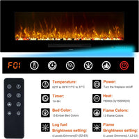 Oxharkflame 60In Recessed Wallmounted Electric Fireplace Insert Black