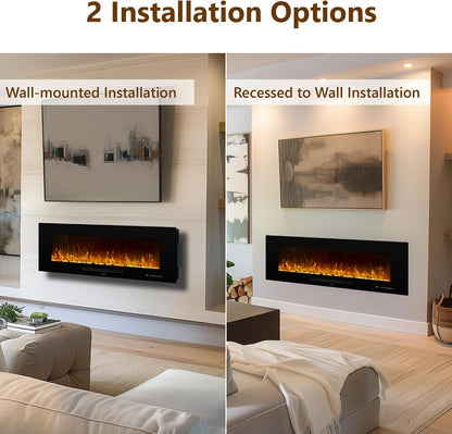 Oxharkflame 42In Recessed Wallmounted Electric Fireplace Insert 1500W Black