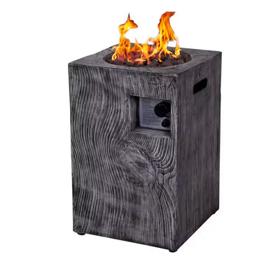 HeatMaxx Column Propane Fire Pit – 30,000 BTU, Wood-Look Finish