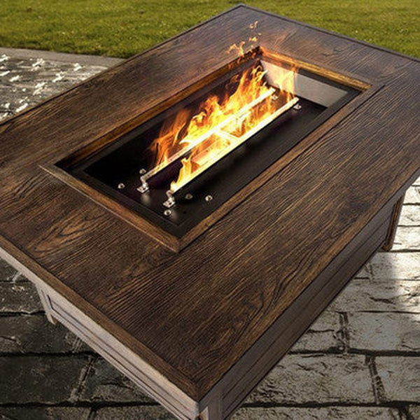 Tortuga Outdoor Rectangular Propane Fire Table – Wood-Look Finish