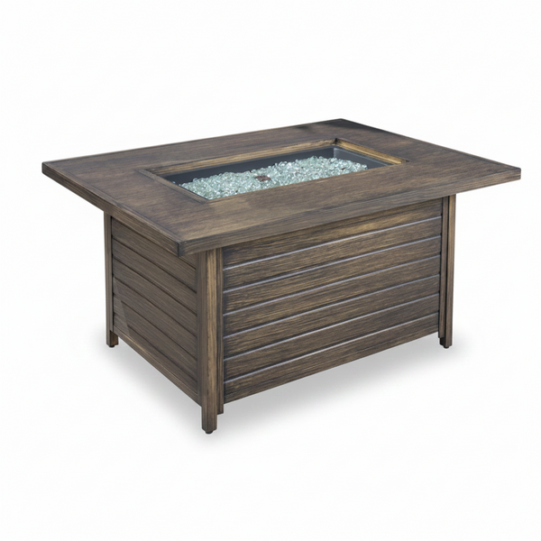 Tortuga Outdoor Rectangular Propane Fire Table – Wood-Look Finish