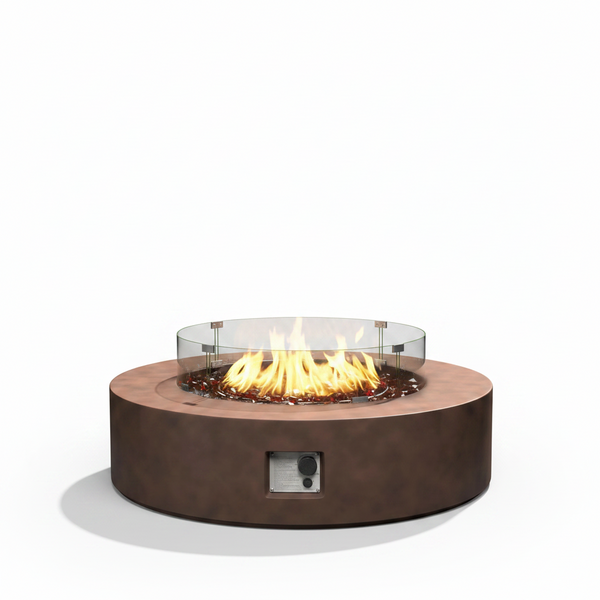 Ventopyr 40.5" Round Propane Fire Pit Coffee Table – Wind Guard & Fire Glass