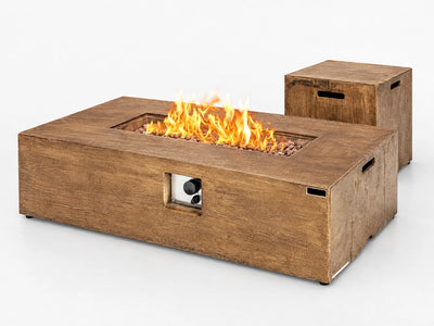 Tangkula 48" Rectangular Propane Fire Pit Table Set – 50,000 BTU, Tank Table & Cover