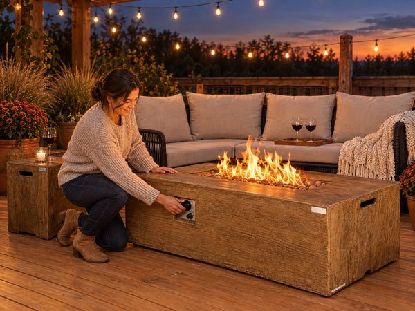 Tangkula 48" Rectangular Propane Fire Pit Table Set – 50,000 BTU, Tank Table & Cover