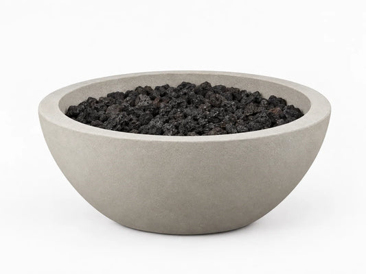 Pompton 42 In. round Concrete Composite Propane Fire Pit in Fog with Vinyl Cover — Studio Shot
