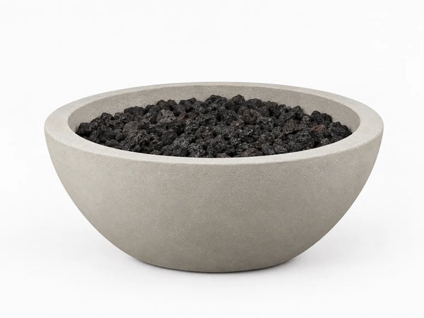 Pompton 42 In. round Concrete Composite Propane Fire Pit in Fog with Vinyl Cover — Studio Shot