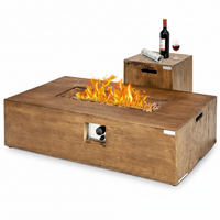 Tangkula 48" Rectangular Propane Fire Pit Table Set – 50,000 BTU, Tank Table & Cover